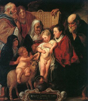 Jacob Jordaens - The Holy Family with St. Anne, The Young Baptist, and his Parents