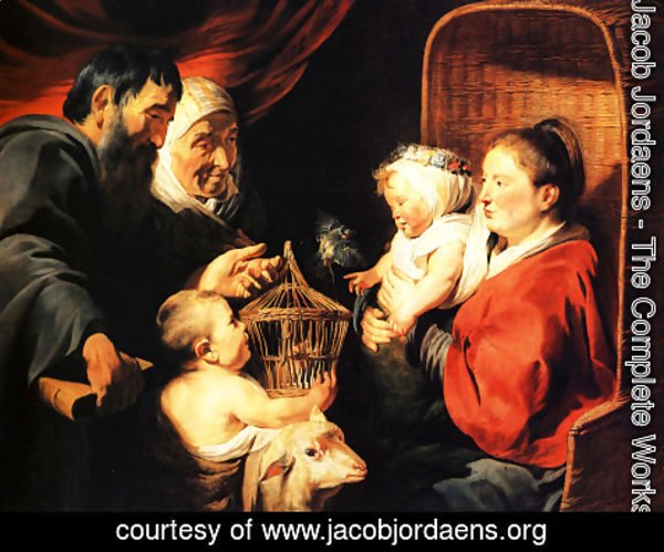Jacob Jordaens - The Virgin and Child in the company of little St. John and his parents