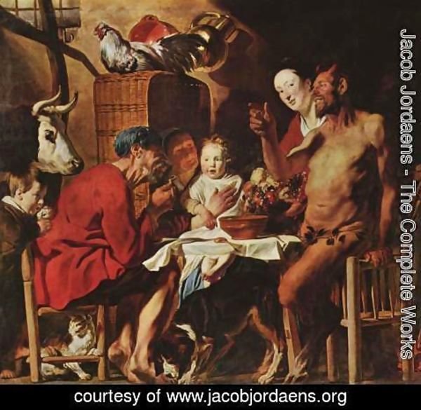 Jacob Jordaens - Satyr at the Peasant's House