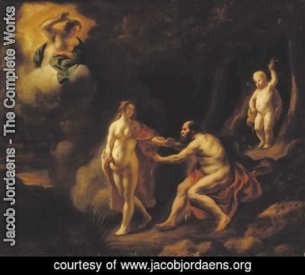 Jacob Jordaens - Jupiter and nymph, with Juno above