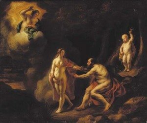 Jacob Jordaens - Jupiter and nymph, with Juno above