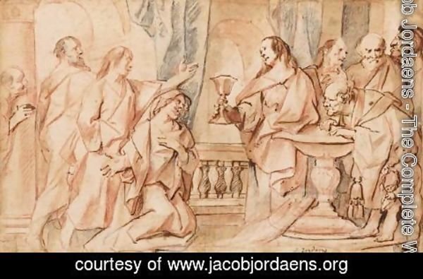 Jacob Jordaens - A Group Of Penitents Taking Communion