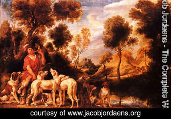 Jacob Jordaens - Hunter with his dogs