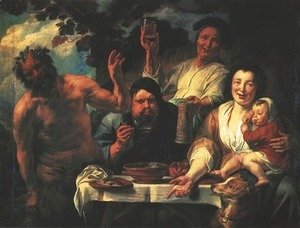 Jacob Jordaens - Satyr with Peasants